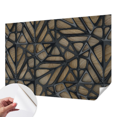3D fotobehang met een patroon van houten netten