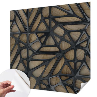 3D fotobehang met een patroon van houten netten