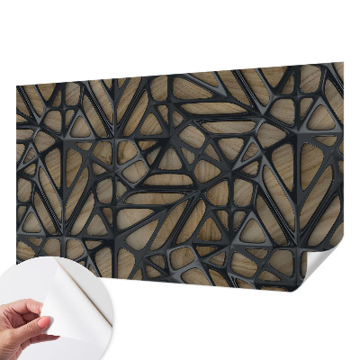 3D fotobehang met een patroon van houten netten