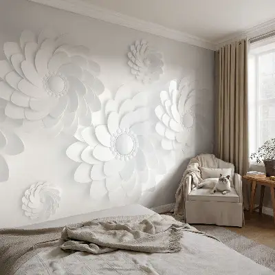 Foto behang voor de kinderkamer met een bloemendig patroon voor een elegante uitstraling
