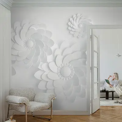 Foto behang voor de kinderkamer met een bloemendig patroon voor een elegante uitstraling