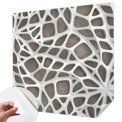 Foto behang voor de keuken met een geometrisch netwerkpatroon