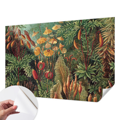 Zelfklevende behangsticker met een ontwerp van een exotische tuin