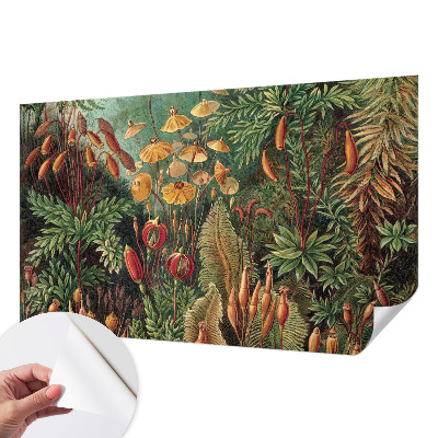 Zelfklevende behangsticker met een ontwerp van een exotische tuin