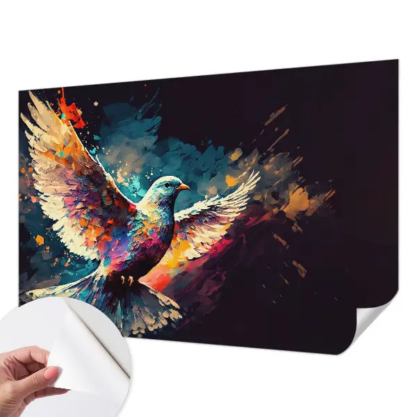 3D fotobehang met een kleurrijke vogel als motief
