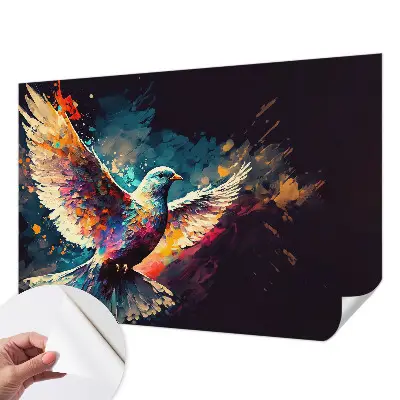 3D fotobehang met een kleurrijke vogel als motief