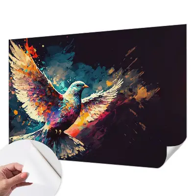 3D fotobehang met een kleurrijke vogel als motief