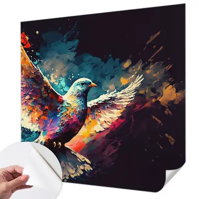 3D fotobehang met een kleurrijke vogel als motief