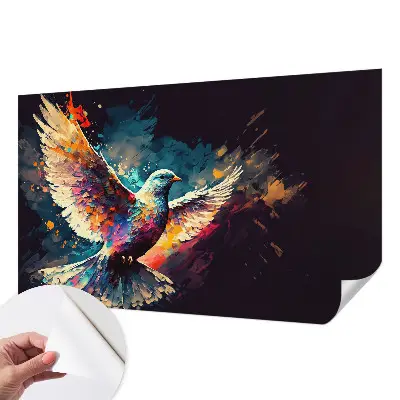 3D fotobehang met een kleurrijke vogel als motief
