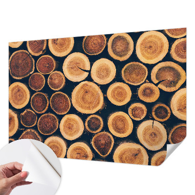Foto behang voor de kinderkamer met patroon van houten cirkels