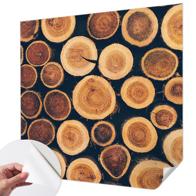 Foto behang voor de kinderkamer met patroon van houten cirkels