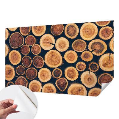 Foto behang voor de kinderkamer met patroon van houten cirkels