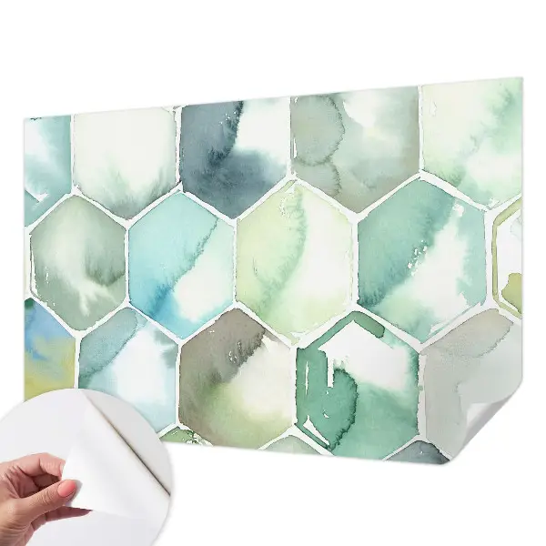Zelfklevend fotobehang op maat met pastelkleurige zeshoeken