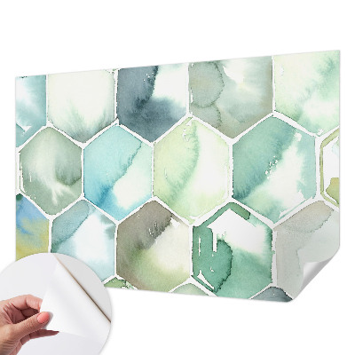 Zelfklevend fotobehang op maat met pastelkleurige zeshoeken