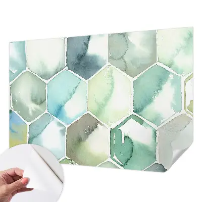 Zelfklevend fotobehang op maat met pastelkleurige zeshoeken