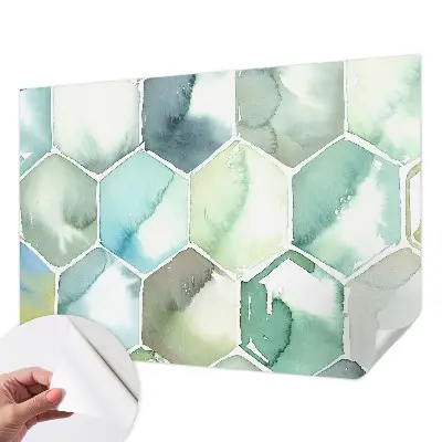 Zelfklevend fotobehang op maat met pastelkleurige zeshoeken