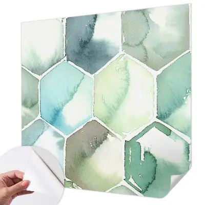 Zelfklevend fotobehang op maat met pastelkleurige zeshoeken