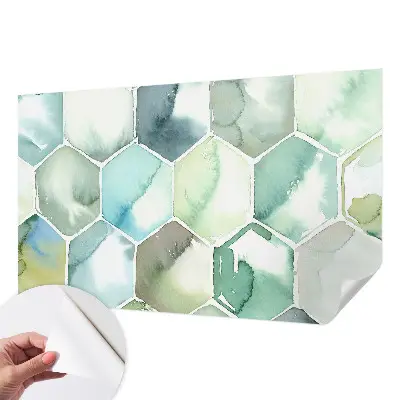 Zelfklevend fotobehang op maat met pastelkleurige zeshoeken