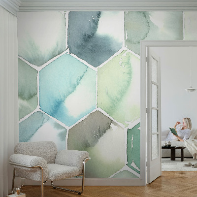 Zelfklevend fotobehang op maat Pastelkleurige zeshoeken