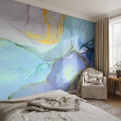 Fotobehang voor de kinderkamer met aquarelvormen