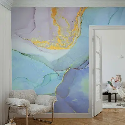 Fotobehang voor de kinderkamer met aquarelvormen
