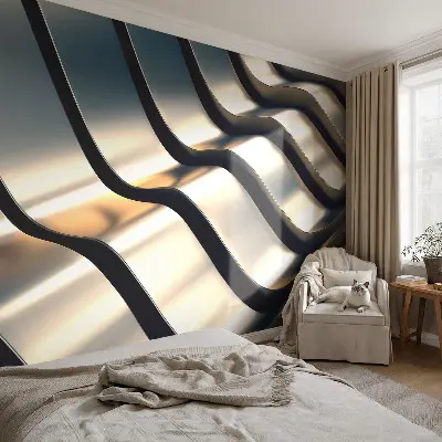 Fotobehang kinderkamer met een patroon van metalgolfjes