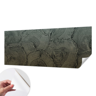 Foto behang voor de keuken met houten ringen