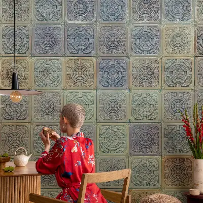 Fotobehang zelfklevend met geometrische tegelprint