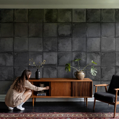 Zelfklevend fotobehang op maat Grijze tegels