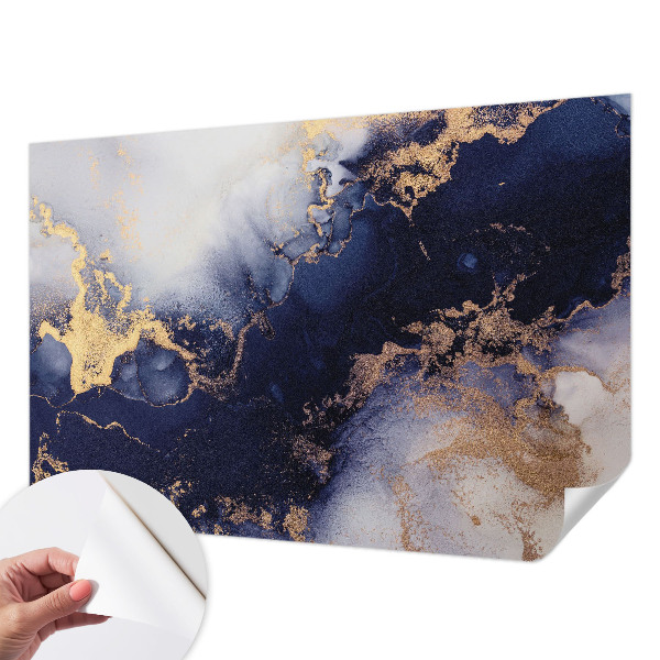 Foto behang voor de keuken met marineblauwe golven