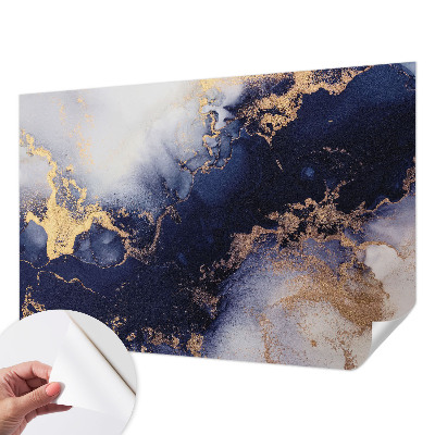 Foto behang voor de keuken met marineblauwe golven