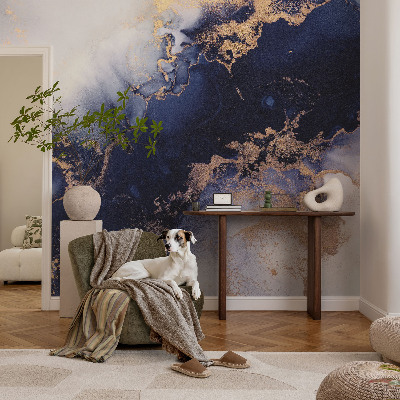 Foto behang voor de keuken met marineblauwe golven