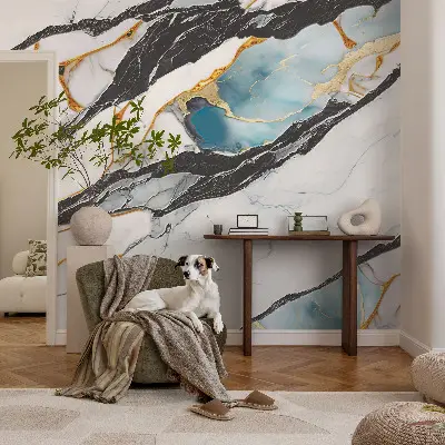 Fotobehang babykamer met een elegant marmerpatroon