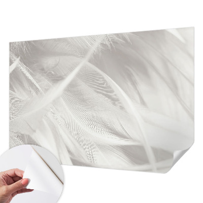 Fotobehang voor kinderkamer met een subtiel verenpatroon
