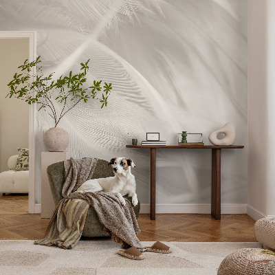 Fotobehang voor kinderkamer met een subtiel verenpatroon