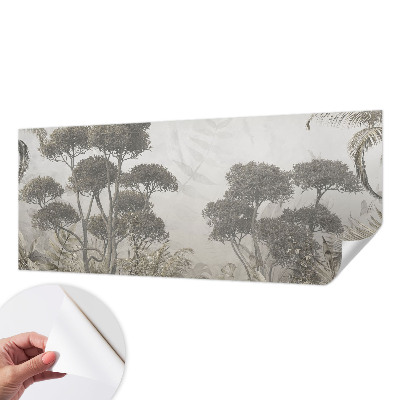 Foto behang voor de keuken met een tropische junglemotief