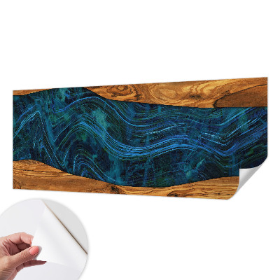 Zelfklevend fotobehang met blauw houtmotief