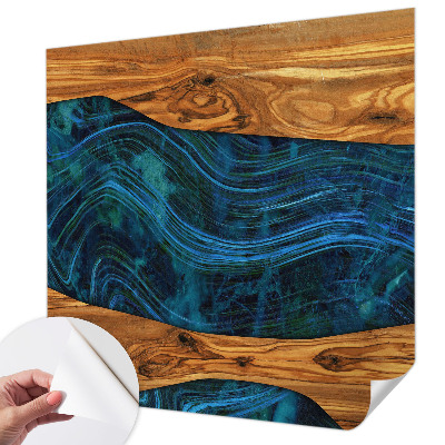 Zelfklevend fotobehang met blauw houtmotief