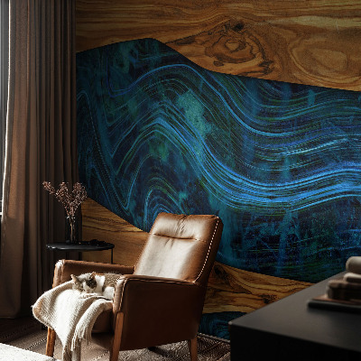 Zelfklevend fotobehang Blauw hout