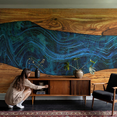 Zelfklevend fotobehang Blauw hout