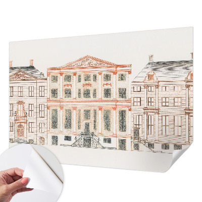 Zelfklevend fotobehang op maat met print van klassieke gebouwen
