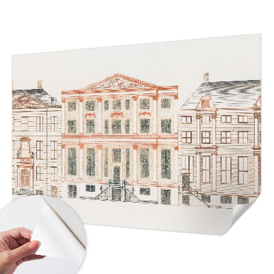 Zelfklevend fotobehang op maat met print van klassieke gebouwen