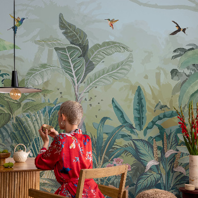 Foto behang voor de kinderkamer met een tropische natuurruit, geschikt voor kinderkamers