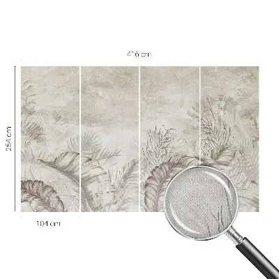 Foto behang voor de kinderkamer met decoratieve bladeren als patroon