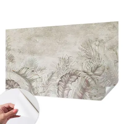 Foto behang voor de kinderkamer met decoratieve bladeren als patroon