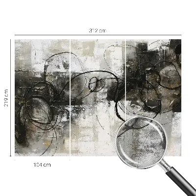 3D fotobehang met een abstracte wervel in contrasterende kleuren