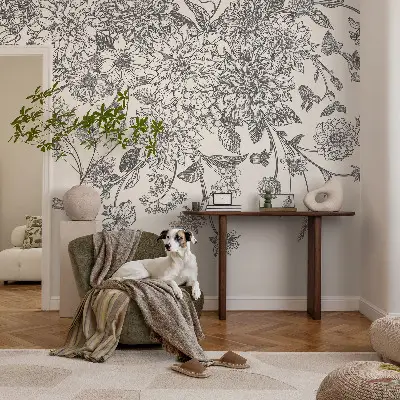 Fotobehang kinderkamer met bloemenpatroon