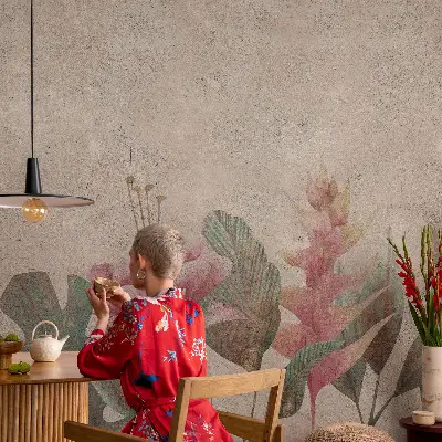 Foto behang voor de kinderkamer met een subtiele bloemenprint
