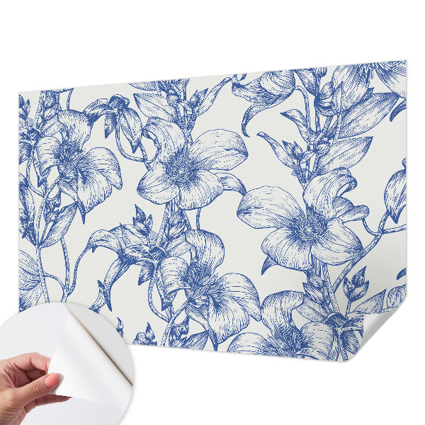 Zelfklevend fotobehang op maat met bloemtakken als patroon