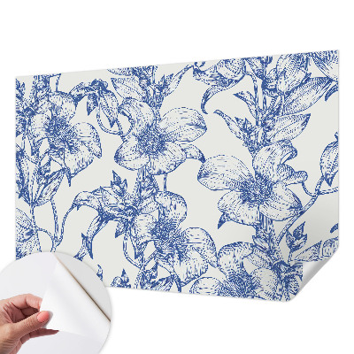 Zelfklevend fotobehang op maat met bloemtakken als patroon